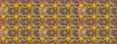 Kabile sanatı boho baskısı, klasik çiçek arkaplanı. Soyut etnik raster çizim kalıbı. Arkaplan dokusu, duvar kağıdı, kahverengi renkli çiçek teması.