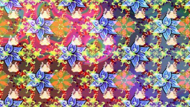 Süslü kumaş deseni. Raster deseni. Çiçekli çiçek deseni, suluboya..