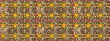 Kabile sanatı boho baskısı, klasik çiçek arkaplanı. Soyut etnik raster çizim kalıbı. Arkaplan dokusu, duvar kağıdı, kahverengi renkli çiçek teması.