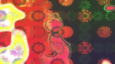 Nazik, sevimli çiçek arkaplanı. Çiçekli karalama şeklinde Raster çiçek deseni. Yeşil ve gri renkte çiçekler.