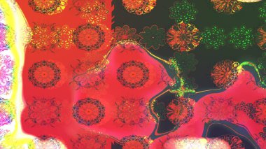 Raster illüstrasyonu. Güzel, parlak, pürüzsüz kumaş, tuval. Çiçek çelengi. Kıvırcık, parlak örgü. Eski moda arka plan. Desen, çizim, çiçek sınırı..