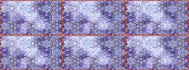 Renkli Bahar Temalı Kusursuz Arkaplan. Raster illüstrasyonunda kusursuz çiçek deseni. Mor renkli çiçekler. Düz Çiçek Elementleri Tasarımı.