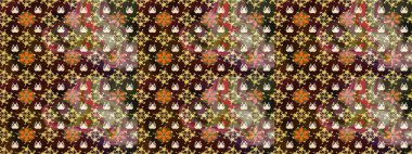 Düz Çiçek Elementleri Tasarımı. Kahverengi ve bej renkli çiçekler. Güzel çiçek deseni. Renkli Bahar Teması çizim şablonu.