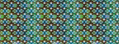 Raster - stok. Yeşil ve mavi çiçekli eskiz deseni, suluboya çiçek deseni, sevimli çiçek, duvar kağıdı, kart veya kumaş için fayanslı.