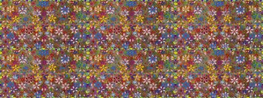 Raster Çiçek İllüstrasyonu güzel tekstil. Kahverengi renklerde etnik çiçeklerle kusursuz bir desen..