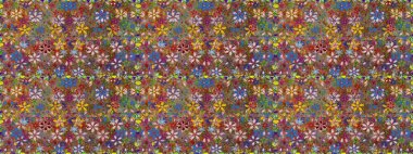 Raster Çiçek İllüstrasyonu güzel tekstil. Kahverengi renklerde etnik çiçeklerle kusursuz bir desen..