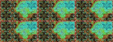 Yeşil ve altın desenli. Tekrarlayan elementlerle kusursuz soyut arkaplan. Zarif raster klasik desen.