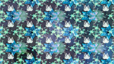 Düz Çiçek Elementleri Tasarım Raster illüstrasyonu. Çiçekli çiçek deseni, suluboya. Mavi ve gri renkte çiçekler. Renkli Bahar Teması çizim şablonu.