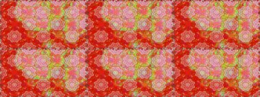 Vadinin çiçekleri kırmızı renklerde. Raster dikişsiz çiçek deseni.