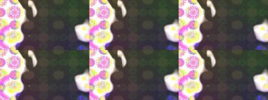 Güzel kumaş deseni. Raster Illustrasyon 'daki Çiçek Deseni' nin son moda çizimi. Düz Çiçek Elementleri Tasarımı. Renkli Yaz Teması çizim şablonu.