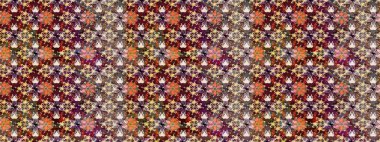 Şirin çiçek elementleri. Raster illüstrasyonu. Robot resim. Kahverengi ve bej renkli çiçekler.