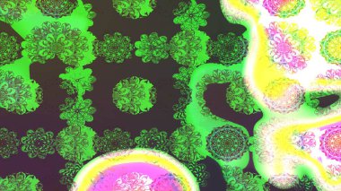 Çiçekli güzel suluboya desen. Yeşil ve kahverengi renklerde. Raster illüstrasyonu.