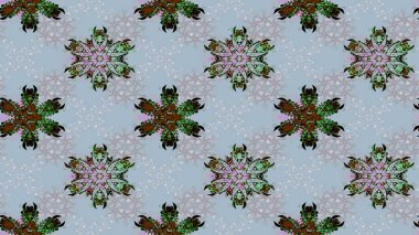 Küçük çiçekteki sevimli çiçek deseni. Raster illüstrasyonu. Mavi ve gri renkte çiçekler.