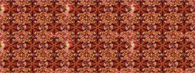 Kusursuz desenli oryantal süs. Raster altın tekstil baskısı. Altın elementlerle kırmızı renklerde altın desen. Çiçek kiremitleri. İslam tasarımı.