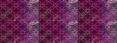 Çiçek desenli çizim. Mor renkli Asya tekstili. Raster illüstrasyonu.