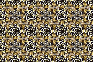 Gri, siyah ve kahverengi renklerde, altın elementli, pürüzsüz desenler. Şam tasarım için kusursuz desen.