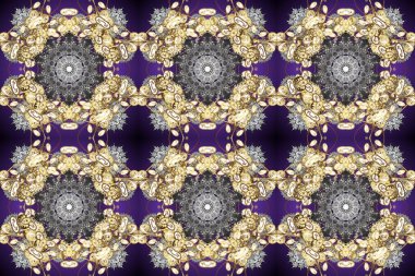 Geleneksel oryantasyon süsü. Klasik klasik klasik arka plan. Kusursuz klasik raster grisi, bej, mor ve altın desenli..