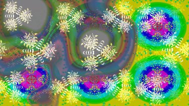 Renkli Bahar Teması eskiz kalıbı. Çiçeksel fantezi tasarımı ve parlak bir arka plan çizimi. Düz Çiçek Elementleri Tasarımı.