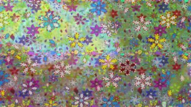 Renkli unsurlarla hareketli arka plan görüntüleri. Çiçekler. Eski model. Bayrak tarzı. Video kaydı. Şablon. Döngü. Kusursuz..