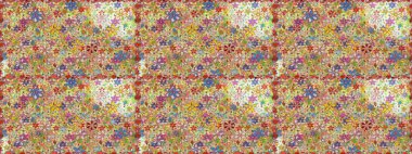 Renkli Yaz Temalı Kusursuz Arkaplan. Tarafsız renklerde çiçekler. Sevimli çiçek raster deseni. Düz Çiçek Elementleri Tasarımı.
