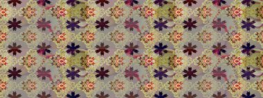 Düz Çiçek Elementleri Tasarımı. Asya tekstil tarzında. Çiçek desenli çizim. Raster illüstrasyonu. Tarafsız renklerde çiçekler. Renkli Bahar Teması çizim şablonu.