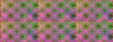 Yeşil renkli Asya tekstili. Raster illüstrasyonu. Kusursuz çiçek deseni.