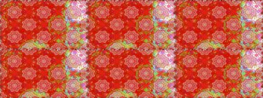 Kırmızı renkte çiçekler. Raster illüstrasyonu. Şirin çiçek elementleri. Kusursuz..