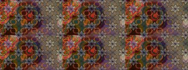 Kahverengi ve gri renklere karalamalar çizilmiş çiçek deseni. Raster illüstrasyonu.