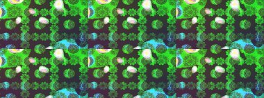 Çiçek desenli çizim. Raster illüstrasyonu. Asya tekstil tarzında. Yeşil ve kahverengi renkli çiçekler. Raster illüstrasyonu.