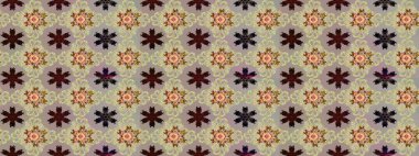 Gri ve nötr renklerde etnik çiçekli zarif bir eskiz deseni. Raster Çiçek İllüstrasyon Şirin Tekstil.