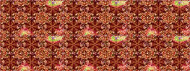 Davetiyeler, kartlar, web sayfası için Raster illüstrasyon. Altın desenli çiçek dekoru. Kırmızı renklerde altın element. Doğu tarzı element. Çizgi sanatı tasarım şablonu için sınırsız sınır.