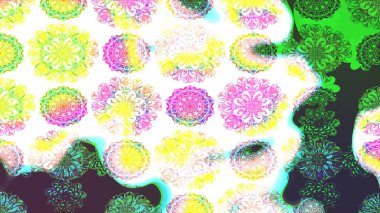 Modern çiçek arkaplanı. Halk tarzı. Moda baskıları için zarif bir şablon. Parlak renkli çiçekleri olan ve beyaz ve yeşil renkli yaprakları olan muhteşem bir çiçek deseni..