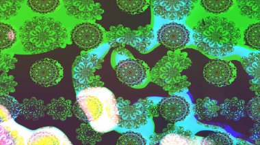 Yeşil ve kahverengi renkler üzerine çiçek desenli eskiz, el yapımı papatyalar, papatyalar. Tekrarlayan çiçek arkaplanı, zarif yeşil ve kahverengi çiçek duvar kağıdı.