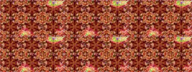 Davetiyeler, kartlar, web sayfası için Raster illüstrasyon. Altın desenli çiçek dekoru. Kırmızı renklerde altın element. Doğu tarzı element. Çizgi sanatı tasarım şablonu için sınırsız sınır.