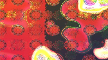 Düz Çiçek Elementleri Tasarımı. Pembe ve turuncu renkli çiçekler. Sevimli çiçek raster deseni. Renkli Bahar Teması çizim şablonu.