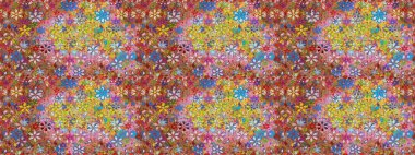 Çiçeklerle suluboya desenli çiçek deseni. Raster illüstrasyonu. Kahverengi renkli Asyalı tekstil.