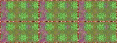 Ağaç dallı bahar çiçekleri ile desen, çiçek siluetiyle yeşil renkler. Raster deseni.