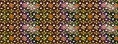 Raster deseni. Sanat esinlenir ve gri renkli çiçekler ve arkasında iz bırakır. Kahverengi ve gri el çizimi desen. Karalama çiçekleri çizim deseni.