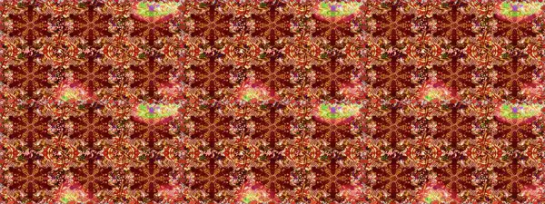 Davetiyeler, kartlar, web sayfası için Raster illüstrasyon. Altın desenli çiçek dekoru. Kırmızı renklerde altın element. Doğu tarzı element. Çizgi sanatı tasarım şablonu için sınırsız sınır.