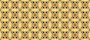 Barok tarzında altın çiçekli süs. Damask pürüzsüz yineleme kalıbı. Antika altın tekrarlanabilir duvar kağıdı. Bej, sarı ve kahverengi renklerde altın element.