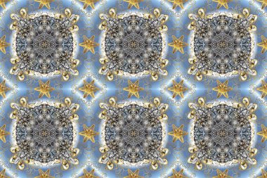 Kusursuz klasik raster altın desenli. Altın desenli gri, nötr ve mavi renklerde altın elementler. Geleneksel oryantasyon süsü. Klasik vintage arkaplan.