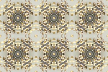 Gri, bej ve altın elementli nötr renklerde geleneksel klasik altın raster deseni. Barok tarzında kusursuz bir doğulu süsü..