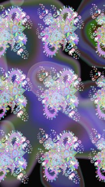 Nazik romantik baskı. Tatil havası. Bahar mevsimi. Raster güzel bir çiçek deseni çizmiş. Mor renkte çiçekler.