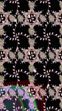 Düz Çiçek Elementleri Tasarımı. Süslü kumaş deseni. Renkli Bahar Teması eskiz kalıbı. Raster illüstrasyonunda çiçek deseni çizimi.