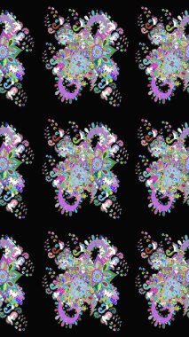 Raster deseni. Süslü kumaş deseni. Çiçekli çiçek deseni, suluboya..