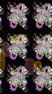 Çiçek ve yapraklı çiçek deseni. Raster illüstrasyonu. Küçük çiçekli şirin desen.