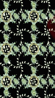 Çiçekli el çizimi çizimi deseni. Modern gelişim, siyah raster arka plan duvar kağıdı çizimi, klasik çizgiler, desenli çiçekler, çiçekli süsler..