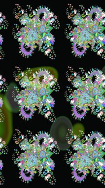 Küçük çiçekteki sevimli çiçek deseni. Siyah renkte çiçekler.