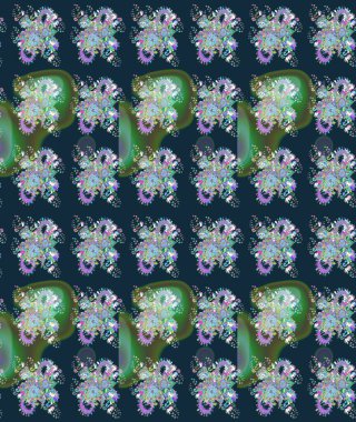 Mavi renkli, zarif çiçek buketli suluboya. Düz Çiçek Elementleri Tasarımı. Raster illüstrasyonu. Renkli Bahar Teması çizim şablonu.