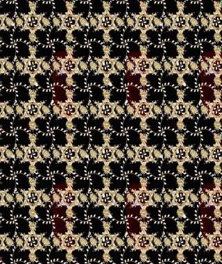 Çiçek desenli raster, siyah çizgi grafik desenli soyut raster arkaplan. Modern stil dokusu.